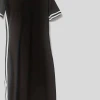 This is a new simple and fashionable women's short-sleeved long slit dress with colored cuffs. It has a casual and elegant round neck Item Picture
